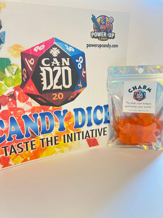 Candy Dice, Fantasy- DnD table top gaming, Gamer Gift: Fruit Punch Flavor Edible Dice Set "CHARM"