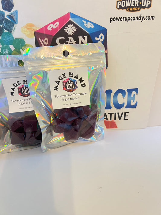 Candy Dice for DnD table top gaming, Gamer Gift Grape Flavor Hard Candy Dice  "MAGE HAND"