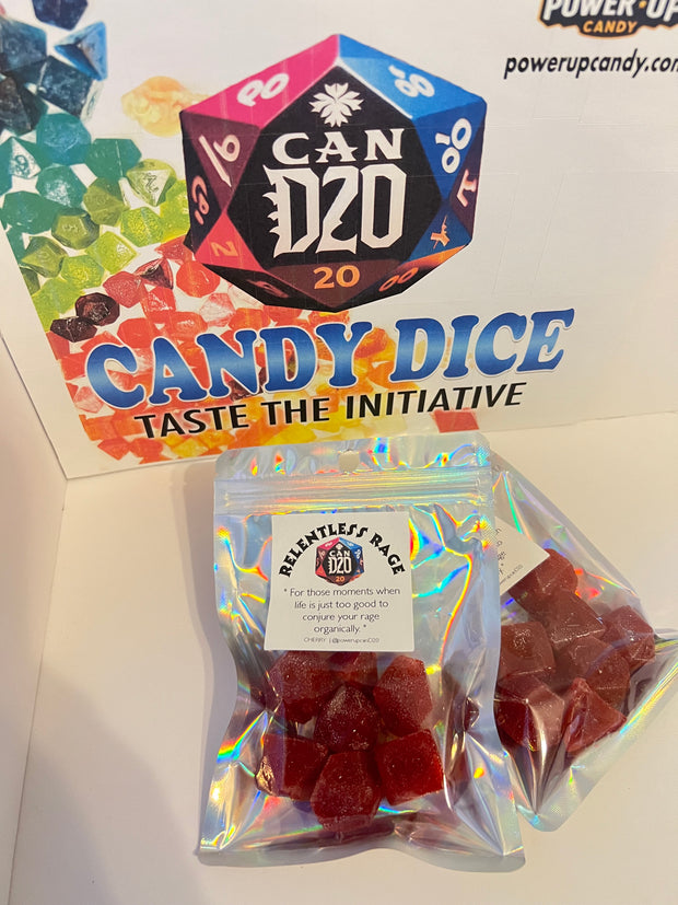 Cherry | "RELENTLESS RAGE" | Gamer Treat- Candy Dice for DnD table top gaming,