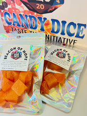 Peach Mango | "BEACON OF HOPE" | DnD TTRPG Dice Candy, Peach Mango Flavor Hard Candy Dice Candy